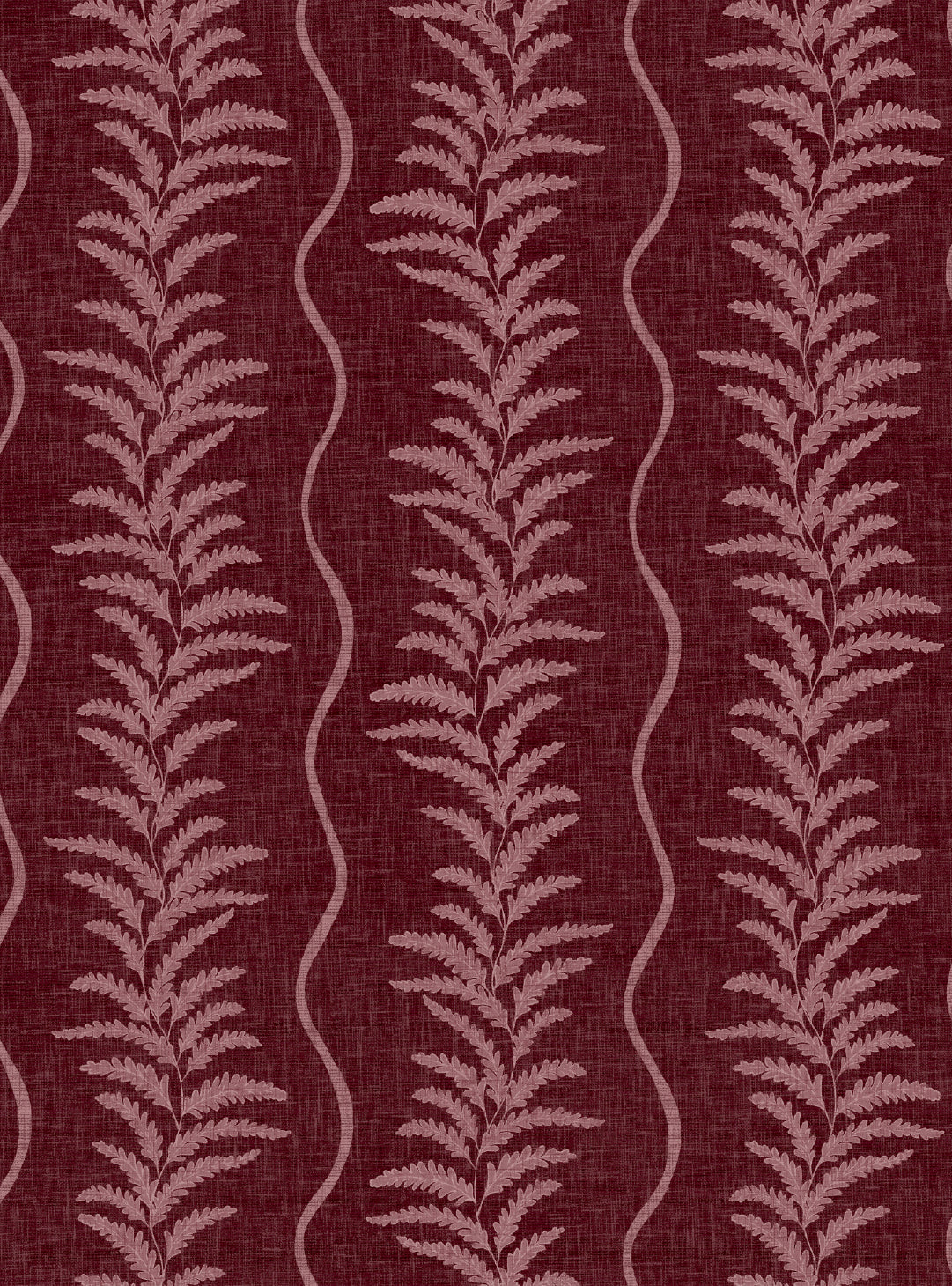 Fern Wave Burgundy Wallpaper