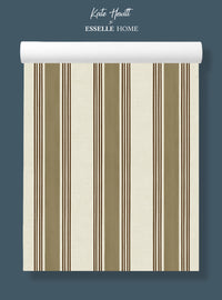 Old World Stripe Olive Green Wallpaper