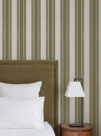 Old World Stripe Olive Green Wallpaper