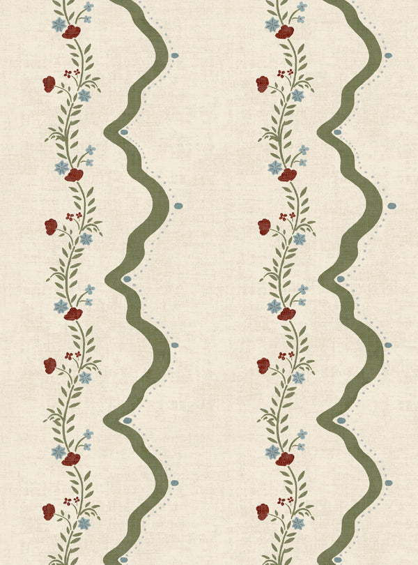 Rosie Posie Deep Sage & Beige Wallpaper