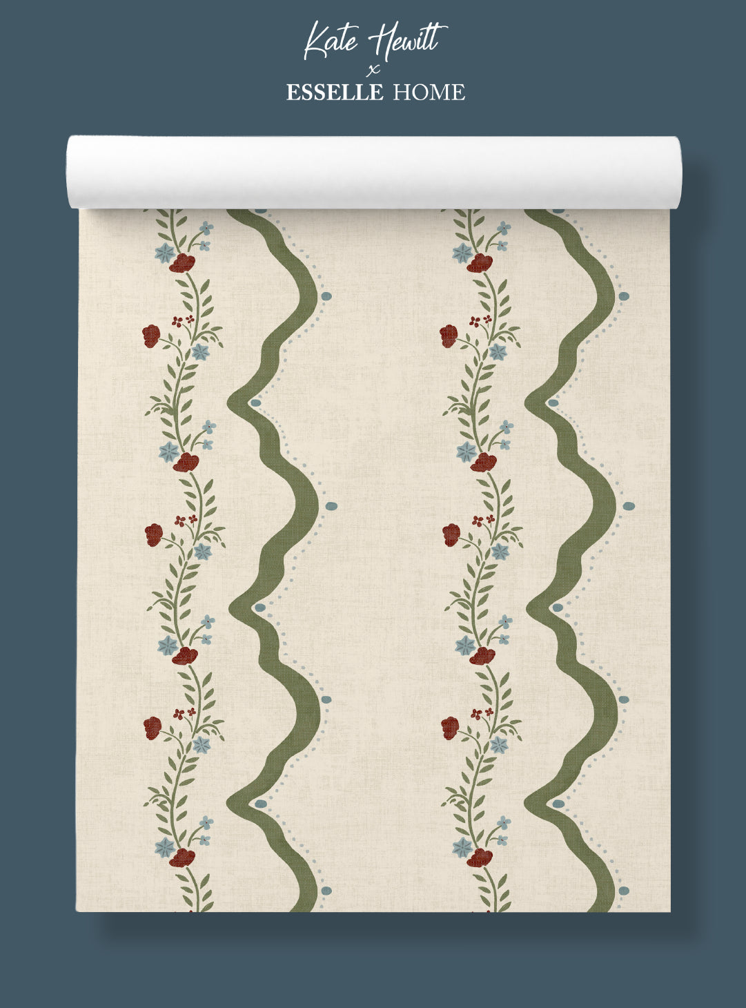 Rosie Posie Deep Sage & Beige Wallpaper