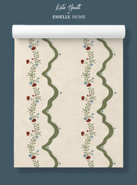 Rosie Posie Deep Sage & Beige Wallpaper