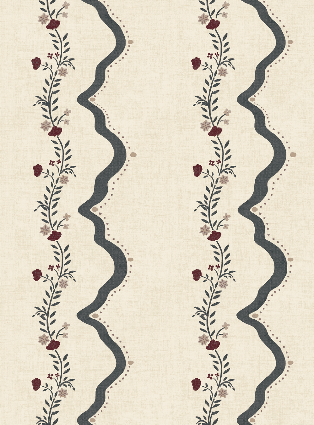 Rosie Posie Midnight Blue Wallpaper - Esselle Home