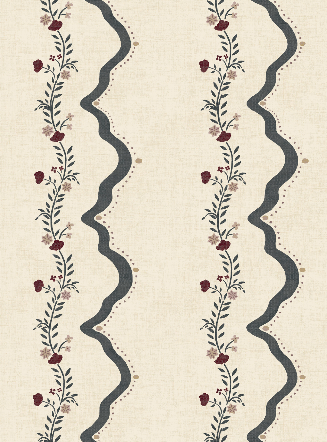 Rosie Posie Midnight Blue Wallpaper