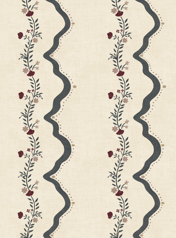 Rosie Posie Midnight Blue Wallpaper