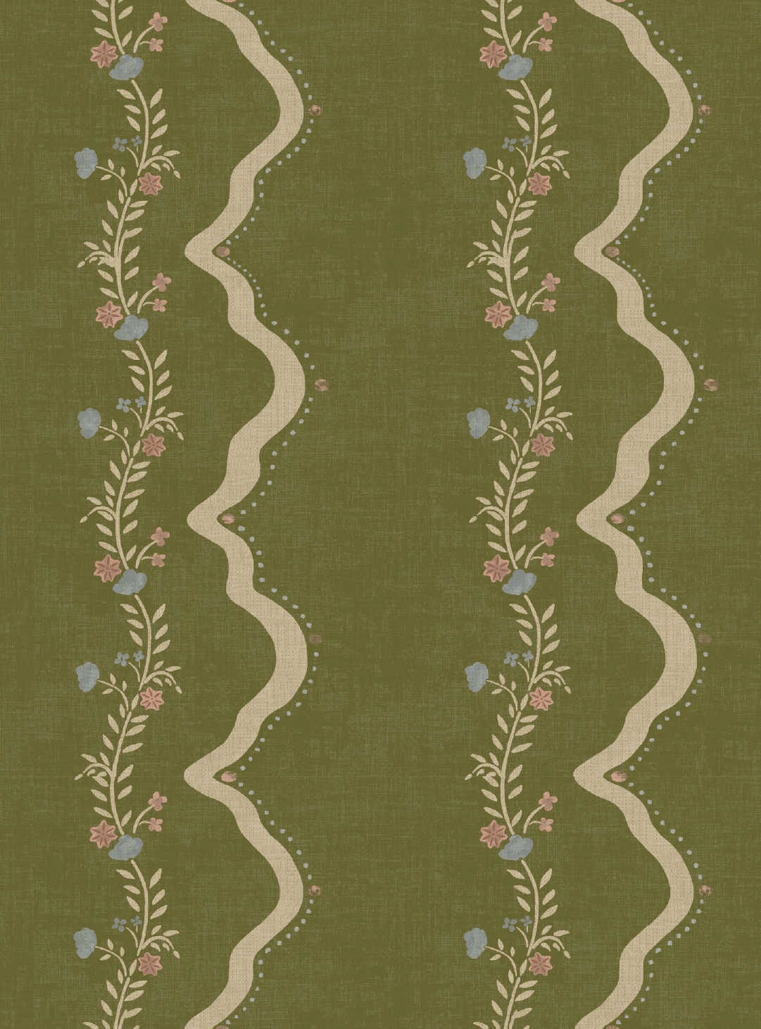 Rosie Posie Olive & Pink Wallpaper