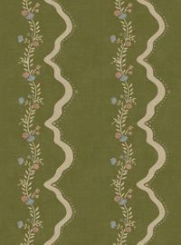 Rosie Posie Olive & Pink Wallpaper