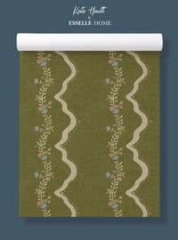 Rosie Posie Olive & Pink Wallpaper