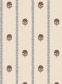 Thistle Trail Stripe Blue & Burgundy Wallpaper - Esselle Home