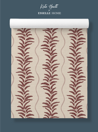 Fern Wave Burgundy & Beige Wallpaper