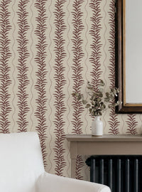 Fern Wave Burgundy & Beige Wallpaper