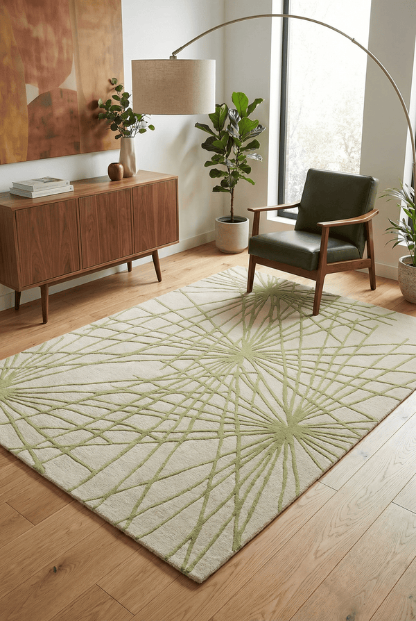 Aura Starburst Natural / Sage Green Rug
