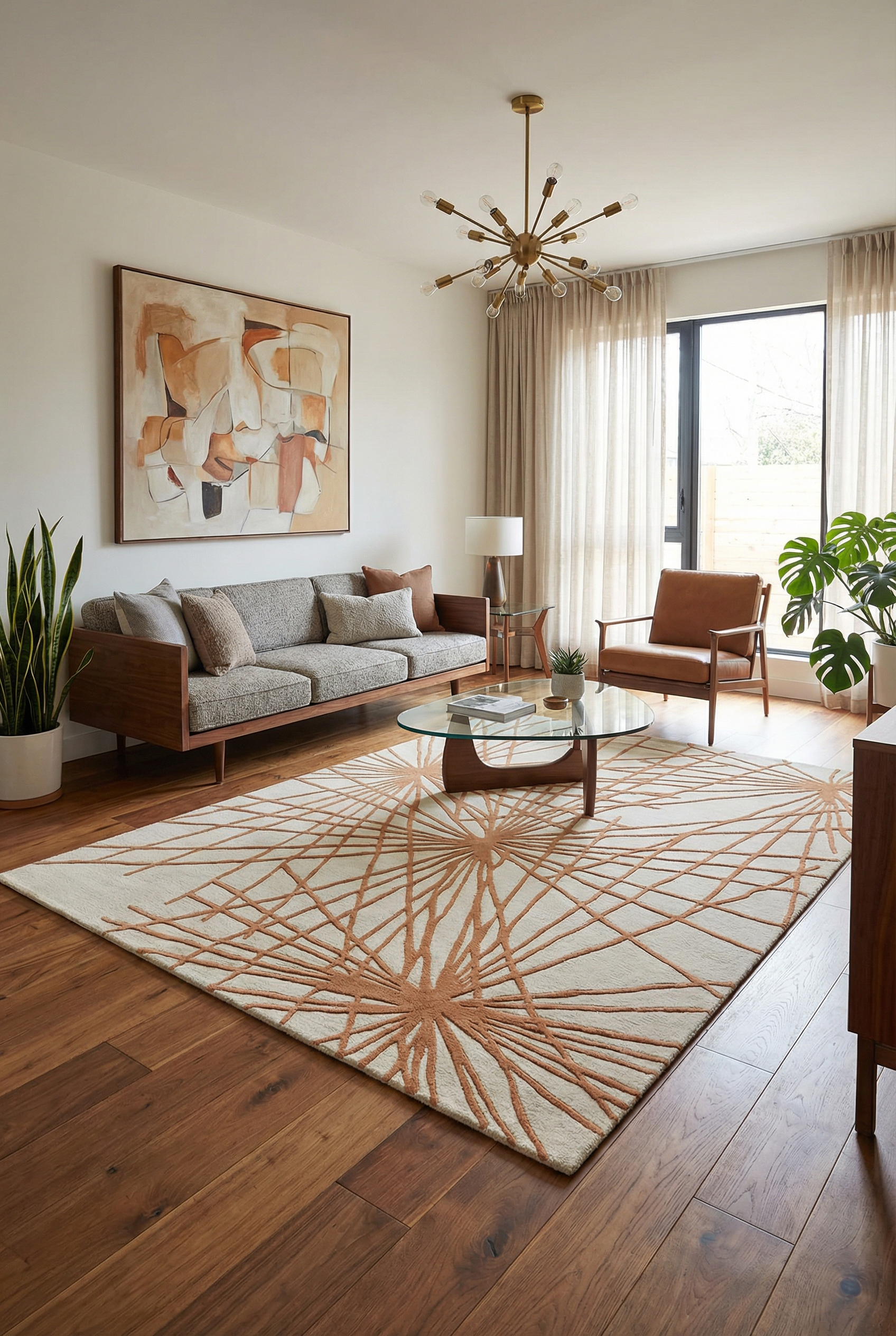 Aura Starburst Natural / Orange Rug