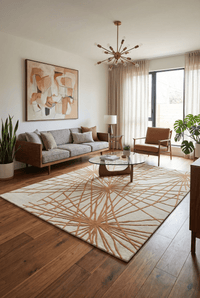 Aura Starburst Natural / Orange Rug - Esselle Home