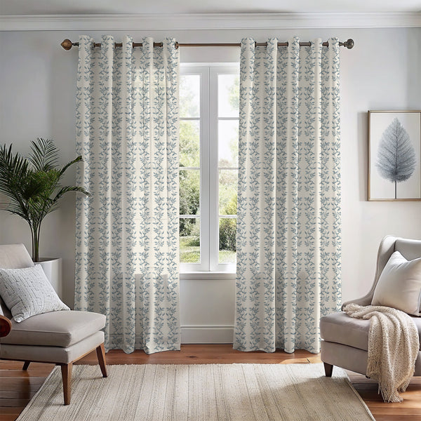 Botanic Vines Slate Blue Curtain