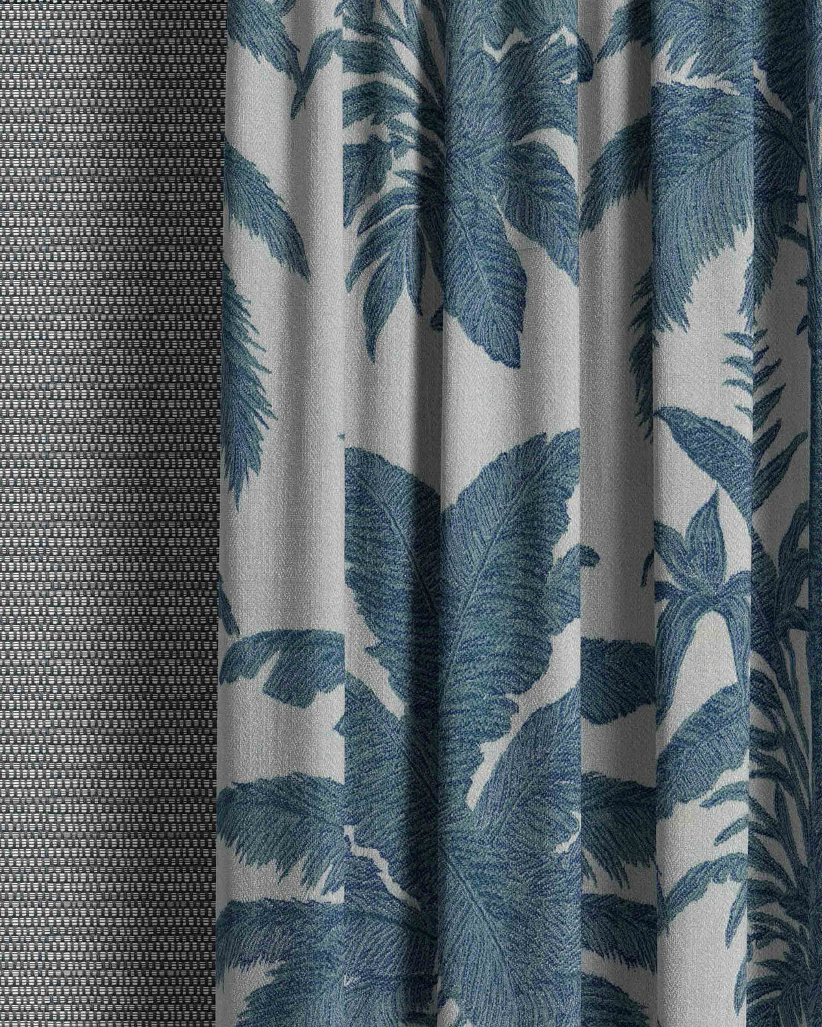 Palmera Blue Curtain - Esselle Home