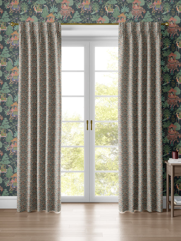 Veda Linen Spice Blue Curtain
