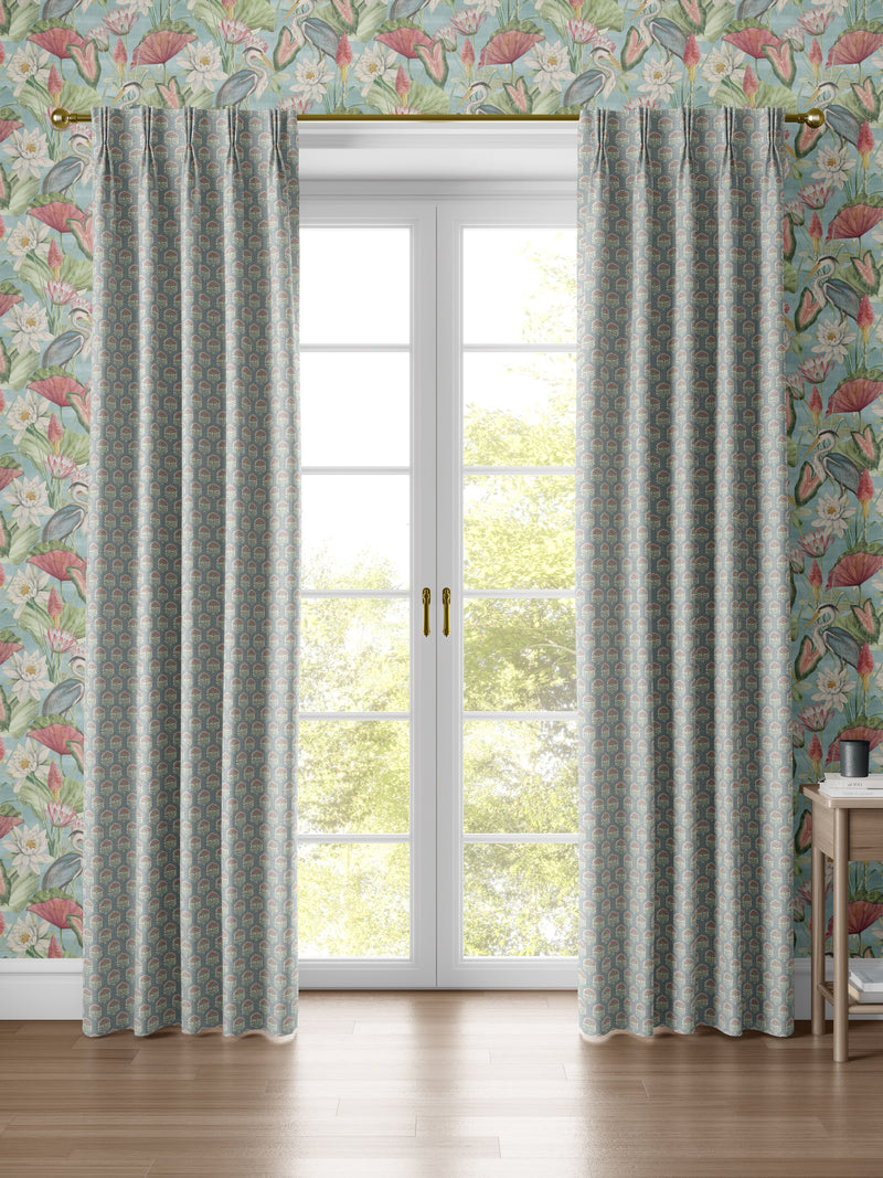 Wallington Floral Slate/Dusky Pink Curtain