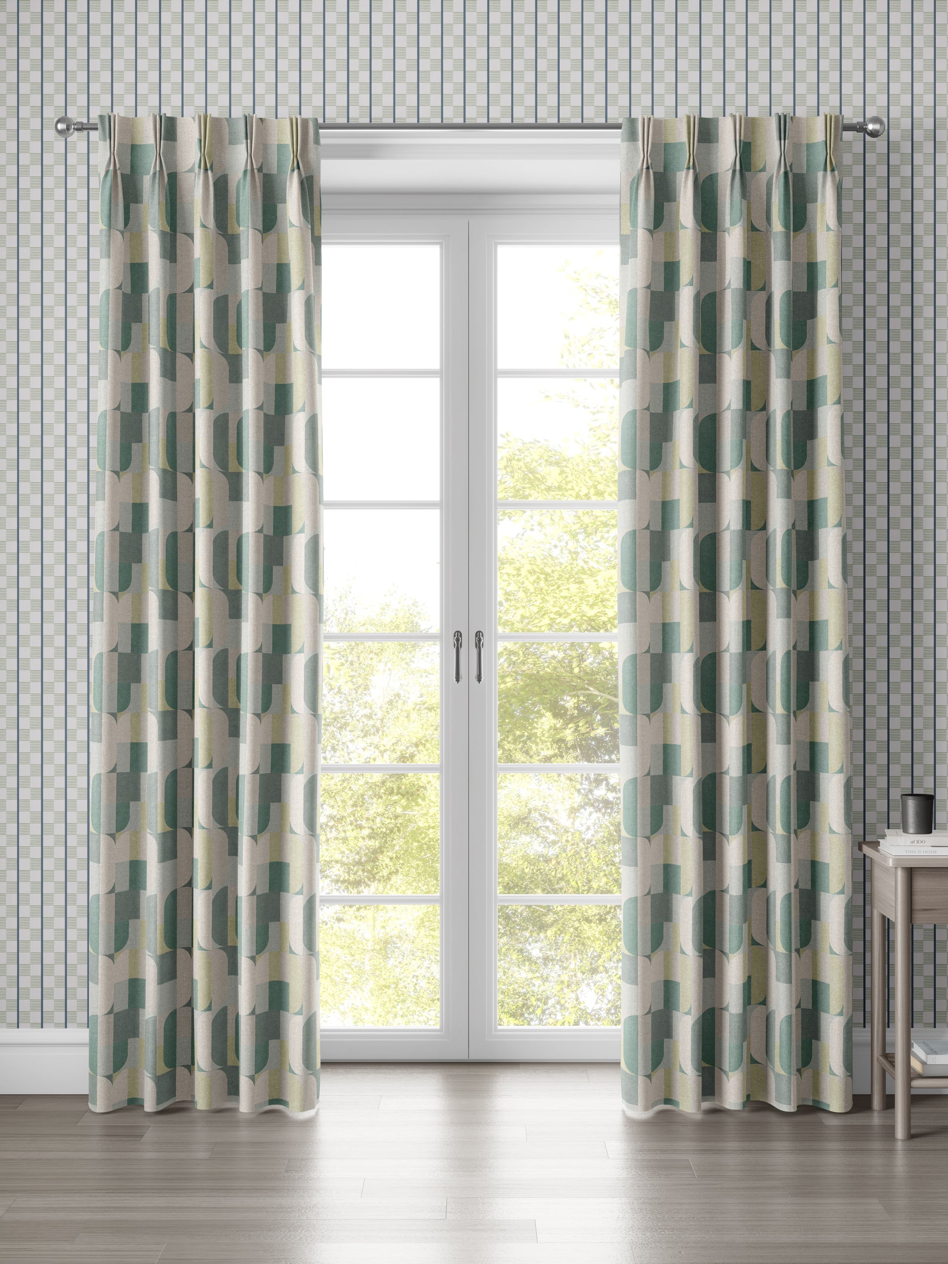 Atton Green / Natural Curtain - Esselle Home