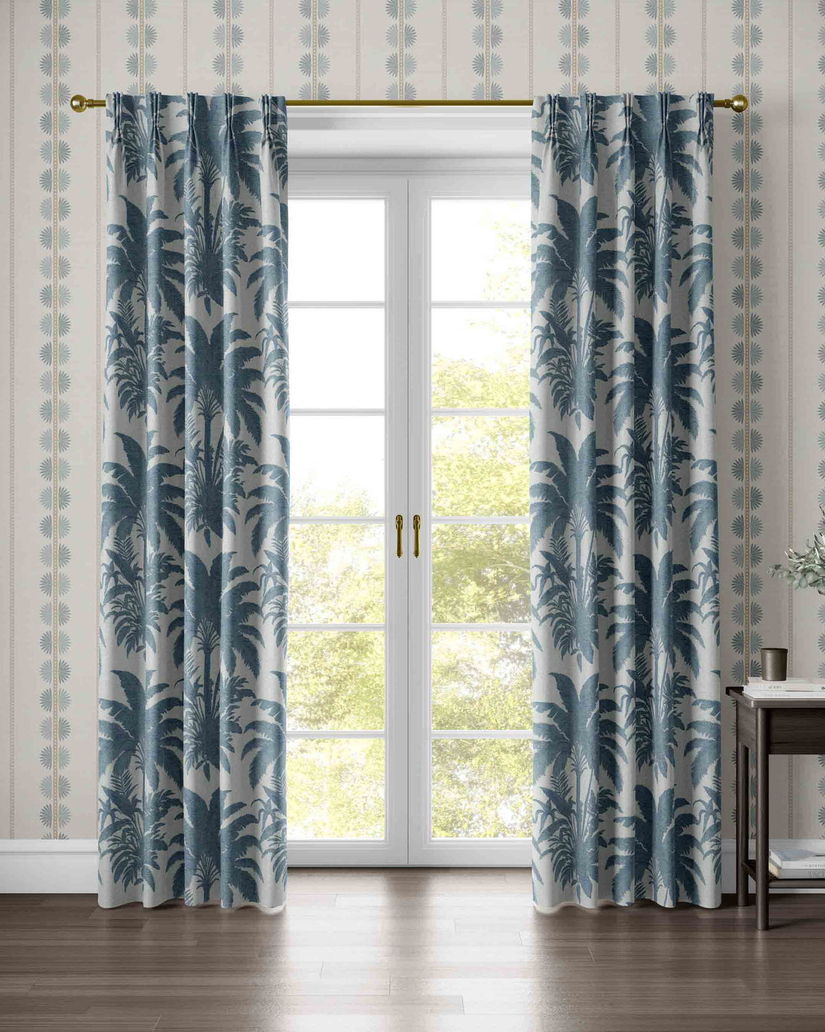 Palmera Blue Curtain - Esselle Home