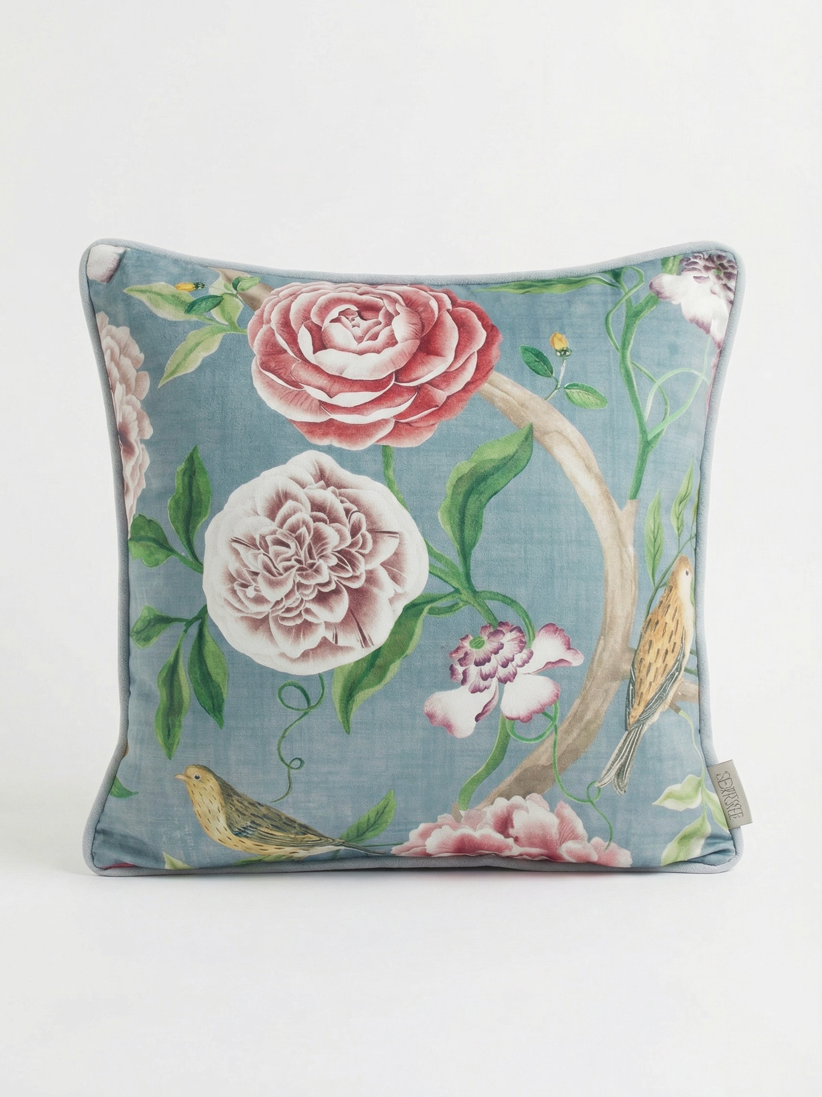 Chinoiserie Garden Slate Blue Cushion - Esselle Home