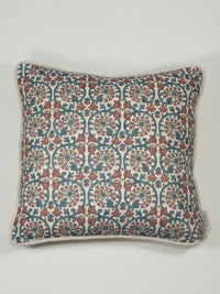 Veda Linen Spice/Blue Cushion - Esselle Home