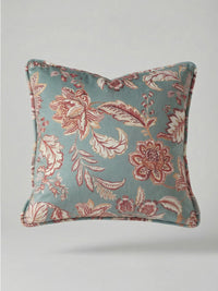 Kashmir Jacobean Teal/Raspberry Cushion - Esselle Home
