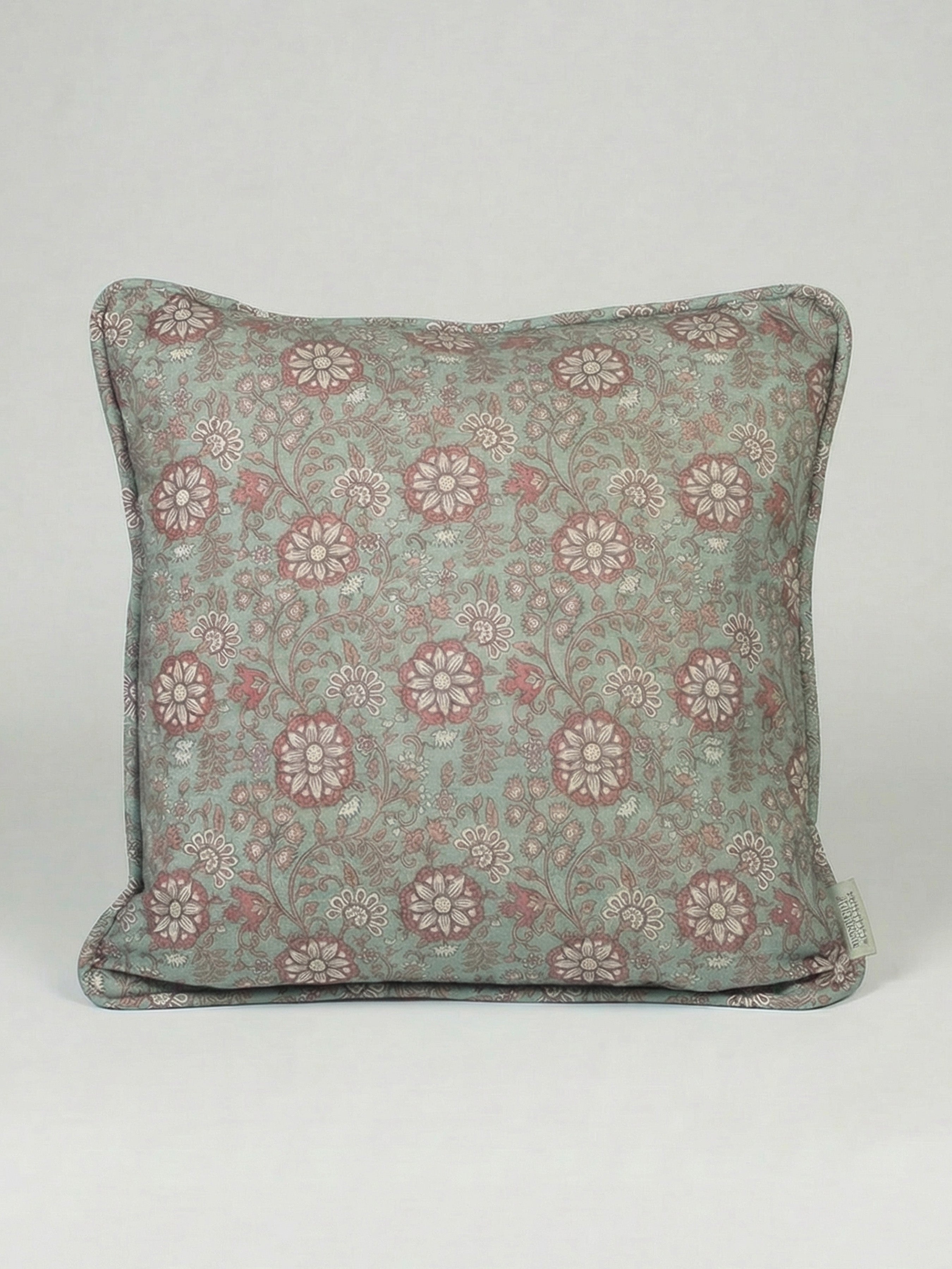 Lucien Trail Spice Pink/Green Cushion - Esselle Home