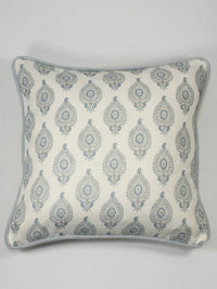 Naya Motif Blue/Taupe Cushion - Esselle Home