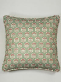 Wallington Floral Moss/Raspberry Cushion - Esselle Home