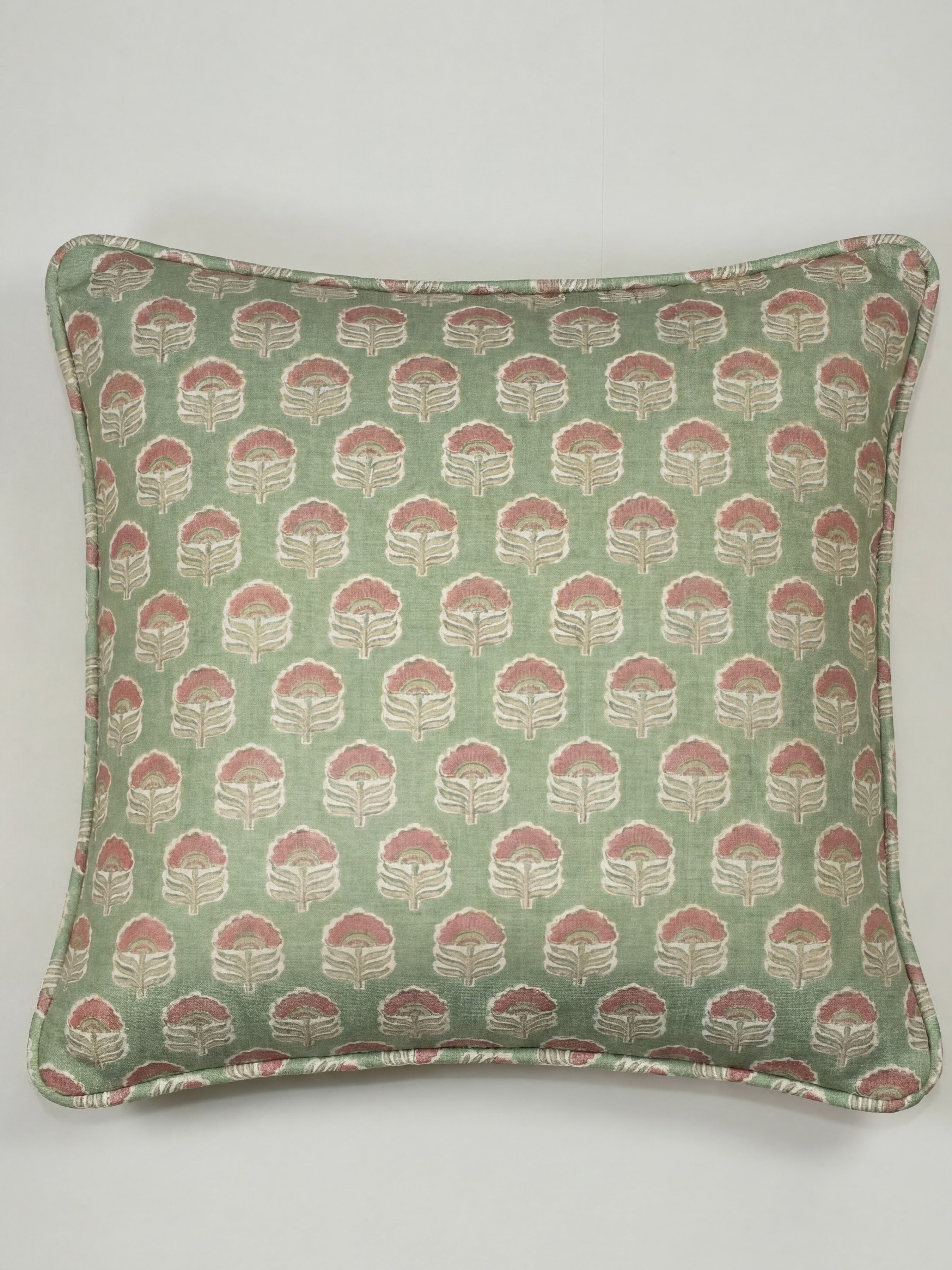Wallington Floral Moss/Raspberry Cushion - Esselle Home