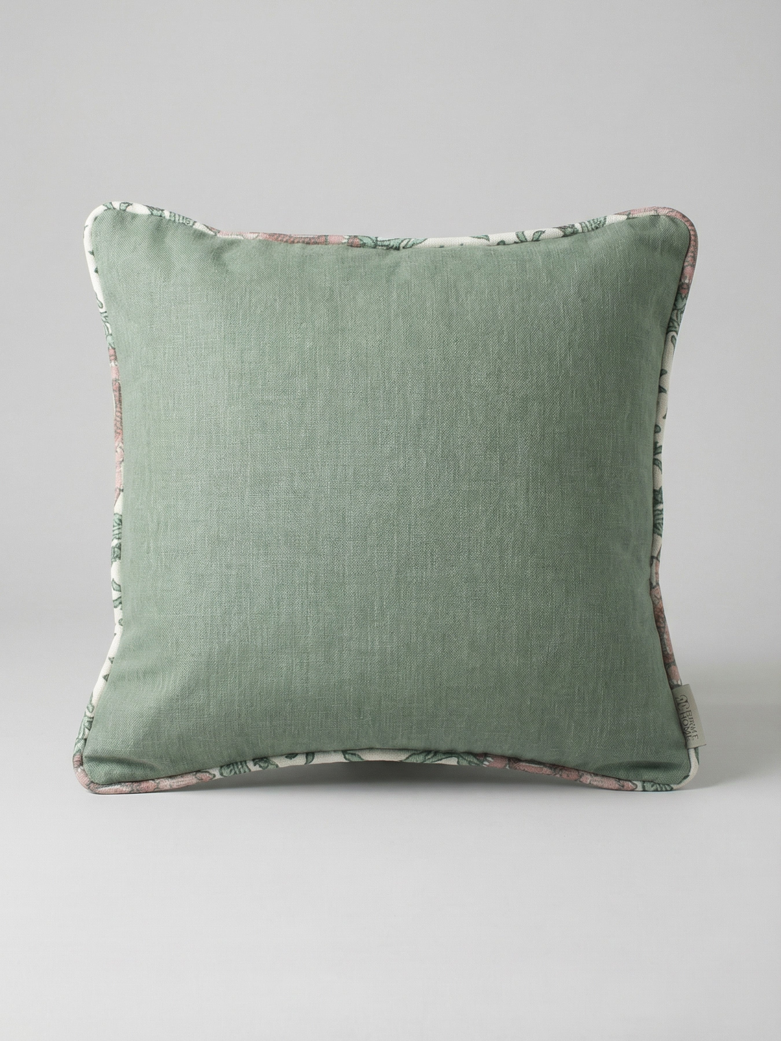 Eden Plain/Nima Floral Mineral Green Cushion - Esselle Home