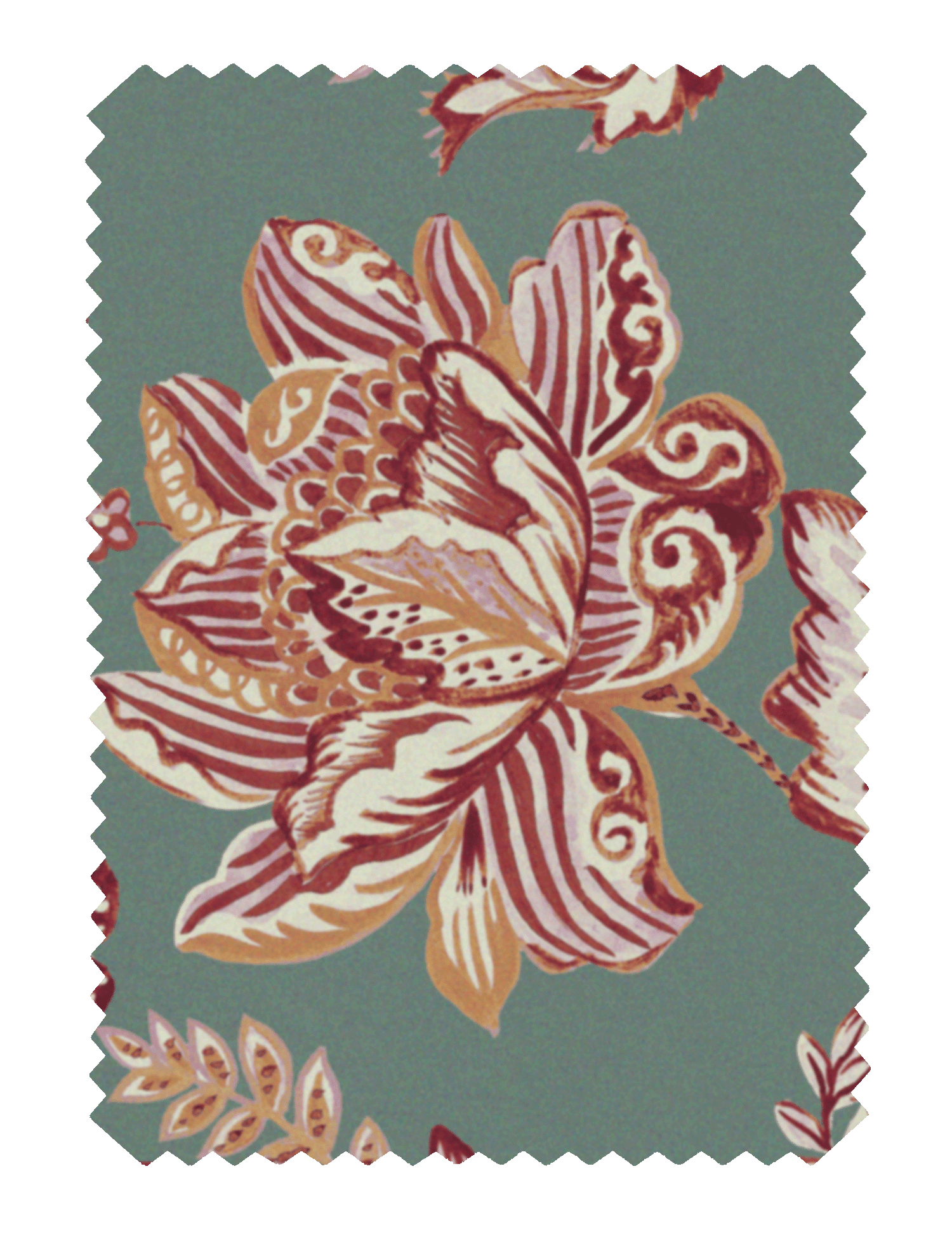 Kashmir Jacobean Teal/Raspberry Fabric - Esselle Home