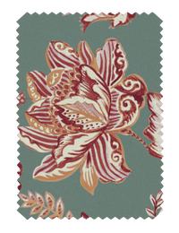 Kashmir Jacobean Teal/Raspberry Fabric - Esselle Home