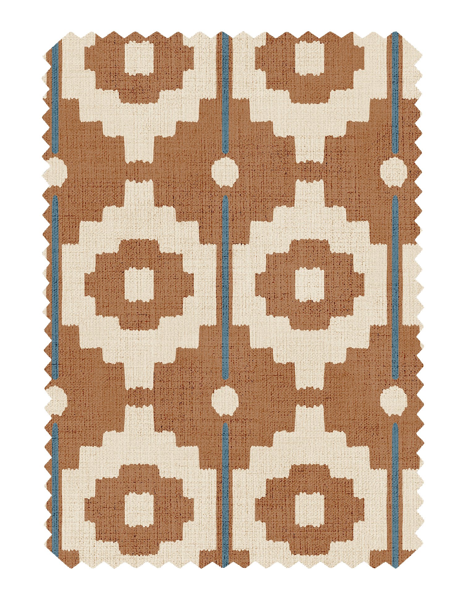 Santiago Geo Burnt Orange/Teal Fabric - Esselle Home