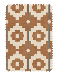 Santiago Geo Burnt Orange/Teal Fabric - Esselle Home