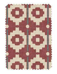 Santiago Geo Red/Teal Fabric - Esselle Home