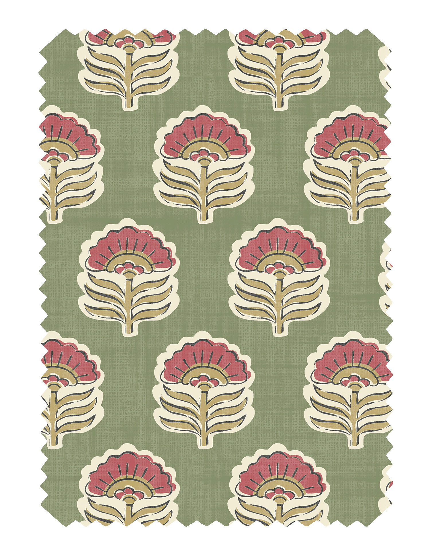 Wallington Floral Moss/Raspberry Fabric - Esselle Home