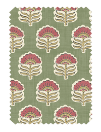 Wallington Floral Moss/Raspberry Fabric - Esselle Home