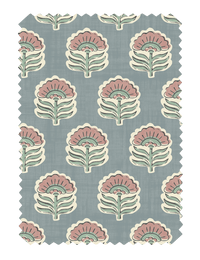 Wallington Floral Slate/Dusky Pink Fabric - Esselle Home