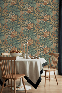 Kirra Leaf Navy/Spice Wallpaper - Esselle Home
