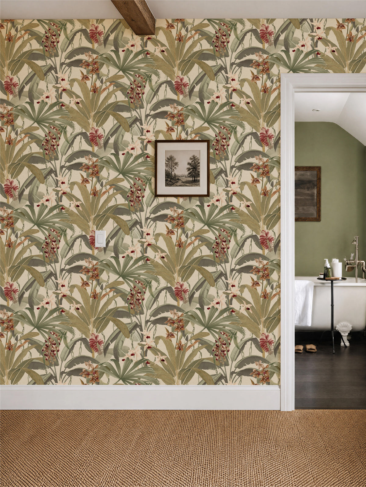 Saffron Cream & Sage Tropical | Leaf Jungle Wallpaper - Esselle Home