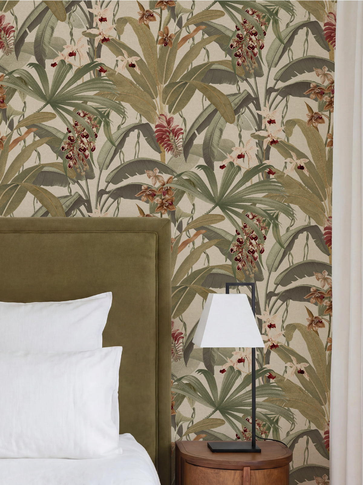 Saffron Cream & Sage Tropical | Leaf Jungle Wallpaper - Esselle Home