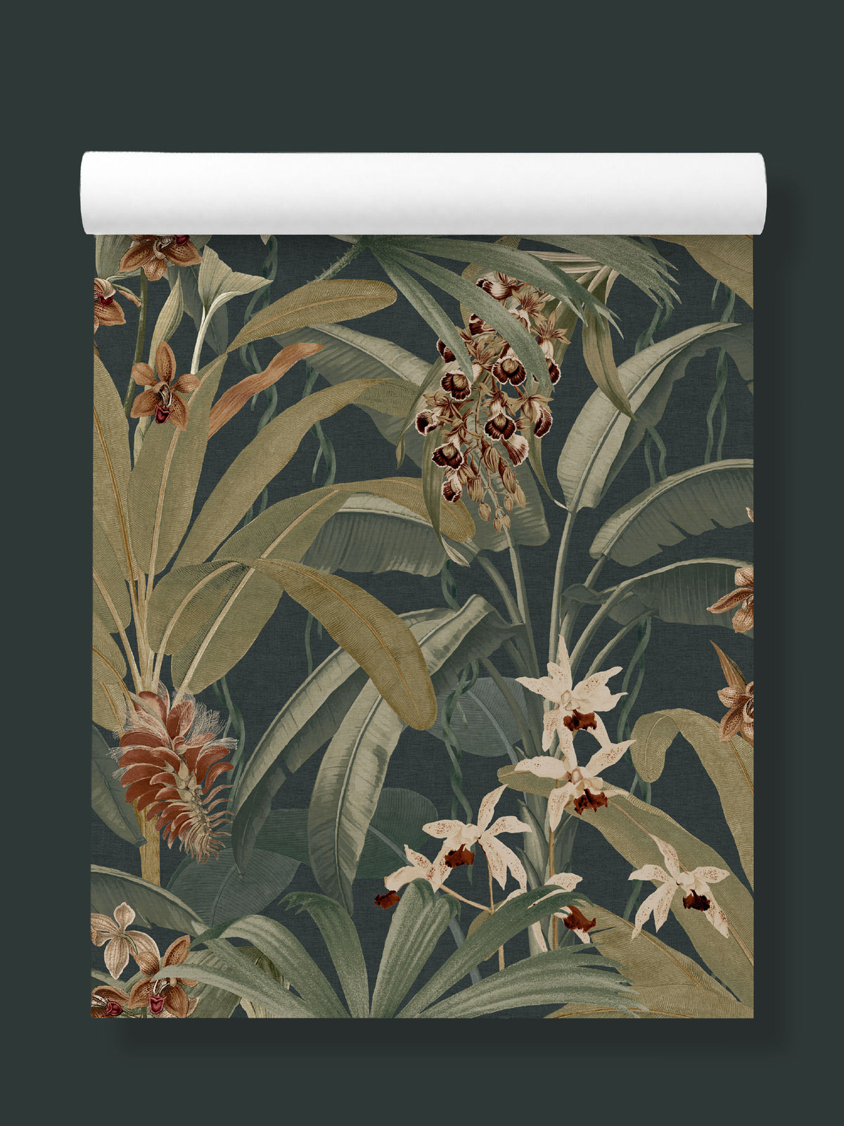 Saffron Deep Green Blue Tropical | Leaf Jungle Wallpaper - Esselle Home