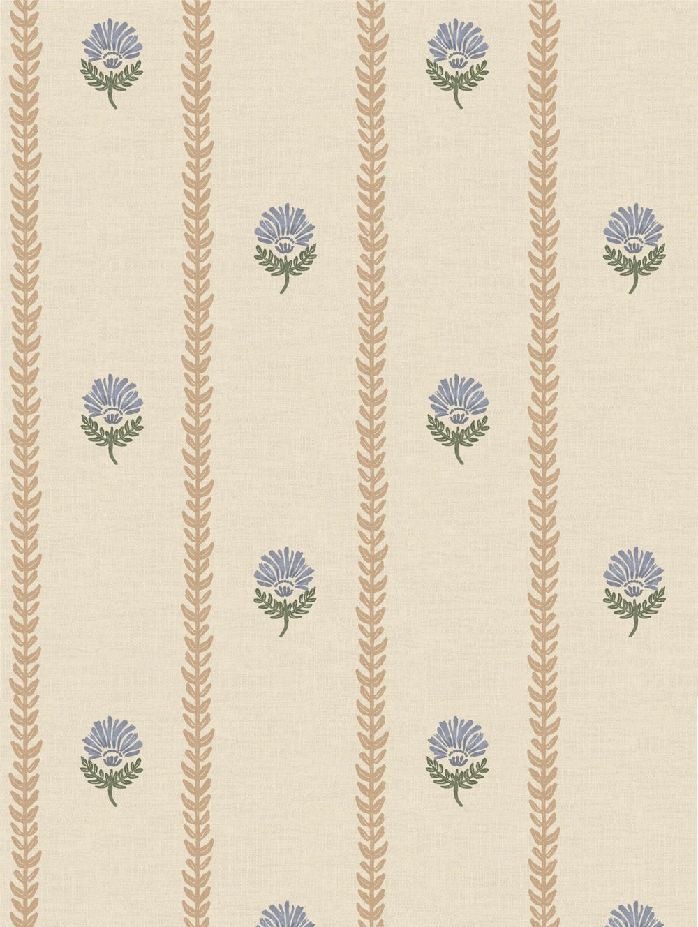 Thistle Trail Stripe Blue & Beige Wallpaper - Esselle Home