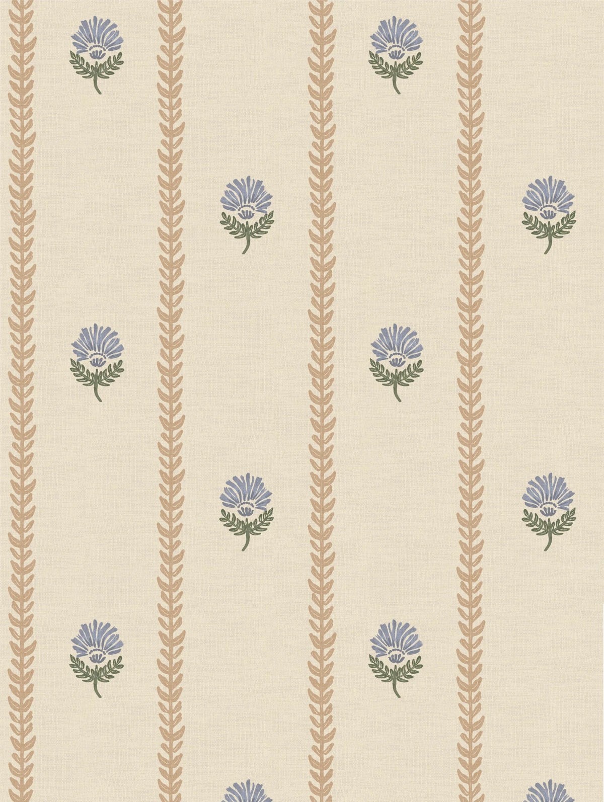 Thistle Trail Stripe Blue & Beige Wallpaper