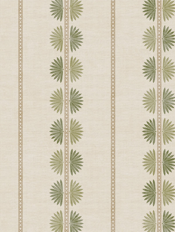 Maris Sage & Green Wallpaper | Fan Leaf Stripe