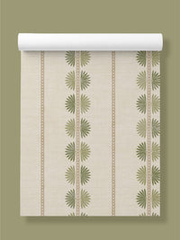 Maris Sage & Green Wallpaper | Fan Leaf Stripe - Esselle Home