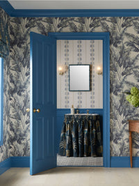 Maris Blue Wallpaper| Fan Leaf Stripe Wallpaper - Esselle Home