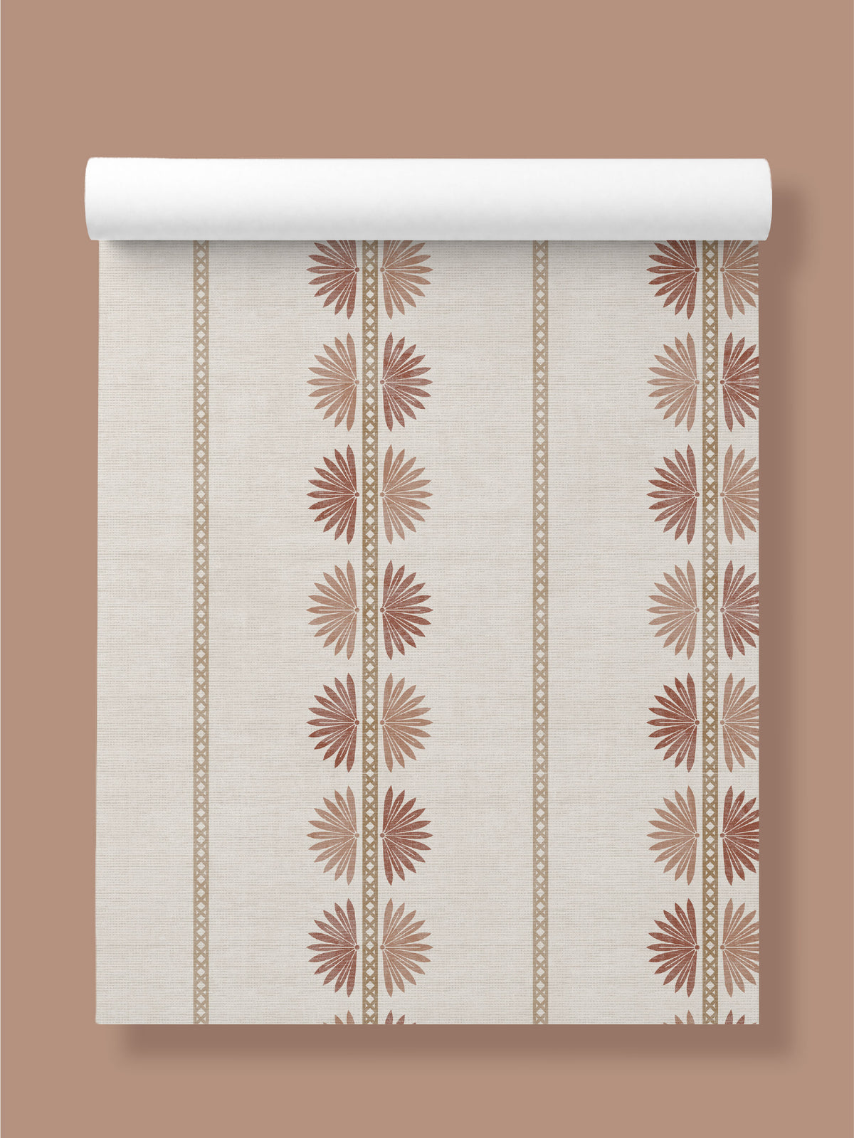 Maris Terracotta Wallpaper | Fan Leaf Stripe Wallpaper - Esselle Home
